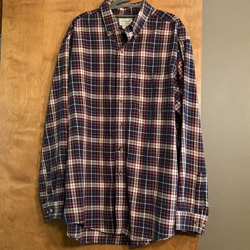 Men’s plaid, brushed cotton, button down long sleeve shirt